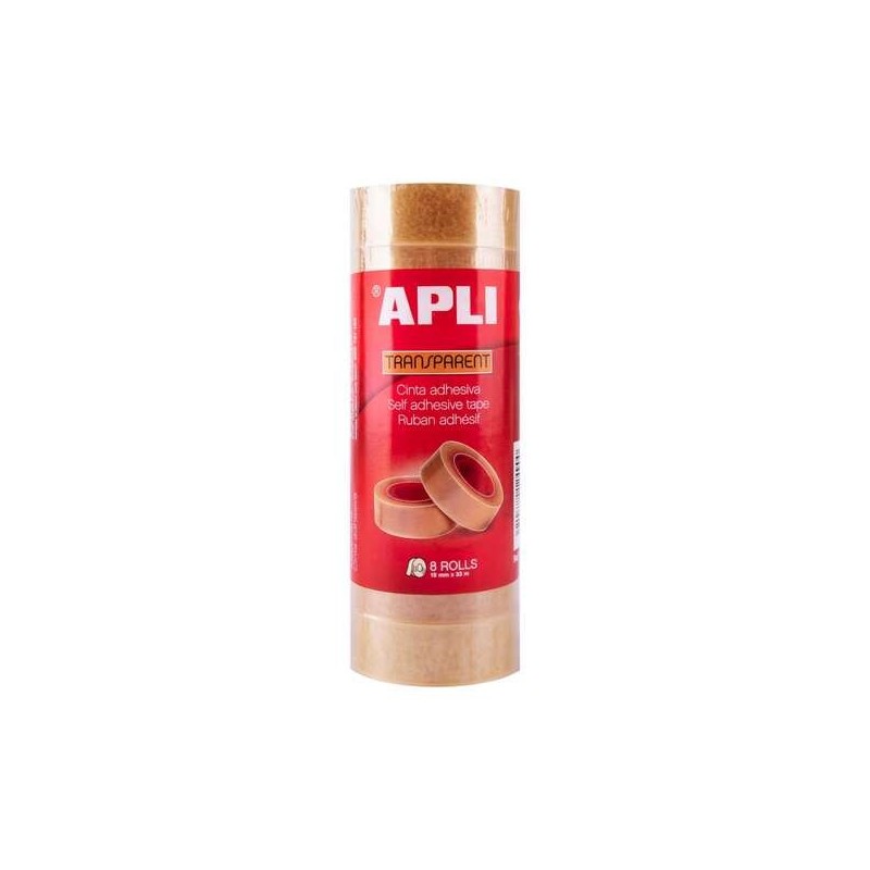 Apli Pack de 8 Rubans Adhésifs Transparents 19 mm x 33 m