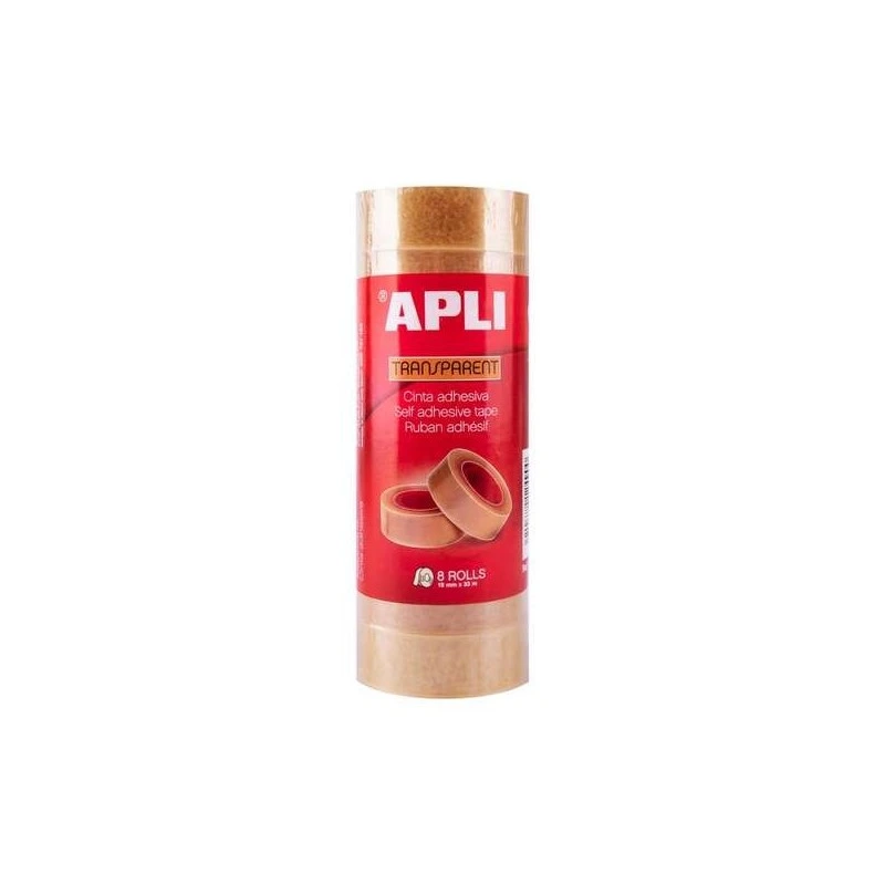 Apli Pack de 8 Rubans Adhésifs Transparents 19 mm x 33 m