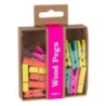 Apli Fluor Collection Pinzas de Madera - 15 Unidades de Colores Fluorescentes - Caja Kraft con Eurohole - Recambio para