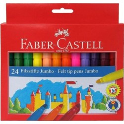 Faber-Castell Jumbo Pack de 24 marqueurs à pointe épaisse - Encre lavable à base d'eau - Couleurs assorties