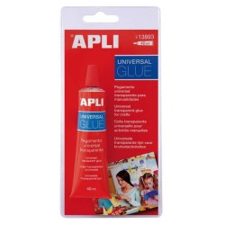 Apli Tubo de Pegamento Universal 40ml - Secado Rapido - Resistente al Agua - Transparente