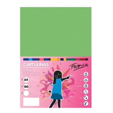 Fabrisa Pack of 50 Cardstock 180 g/m² - Size A4 - Color Green