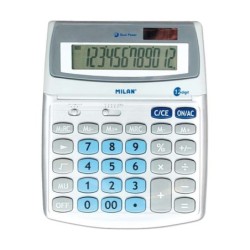 Milan Calculadora de 12 Digitos Grande - Pantalla Inclinable - 3 Teclas de Memoria - Calculo de Margenes - Memoria Doble