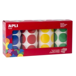 Apli Gomets Redondos Ø 33mm - Pacote de 4 Rolos com 2832 Gomets - Adesivo Permanente - Ideal para Desenvolvimento de