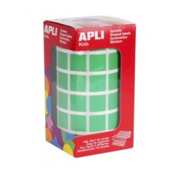 Apli Rouleau de 2 832 Gomets Carrés 15 x 15 mm - Adhésif Permanent à Base d'Eau - Sans Solvant - Couleur Vert
