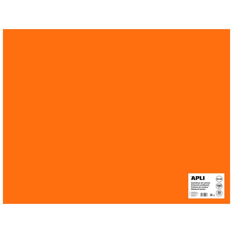 Apli Orange Cardboard 50 x 65cm 170g 25 Sheets
