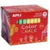 Apli Pack of 100 Round Chalks in Assorted Colors Ø 9 x 80mm - Dust Free - Ideal for Writing, Drawing and Coloring on