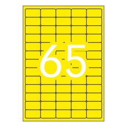 Apli Pack de 1.300 Etiquetas Amarillo Fluorescente 38.1x21.2mm - 20 Hojas x 65 Etiquetas - Adhesivo Permanente - Cantos Rectos