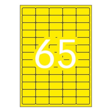 Apli Pack de 1.300 Etiquetas Amarillo Fluorescente 38.1x21.2mm - 20 Hojas x 65 Etiquetas - Adhesivo Permanente - Cantos Rectos