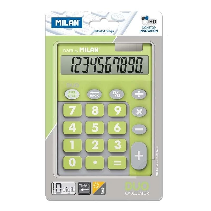 Calculatrice Milan Duo à 10 chiffres - Calculatrice de bureau - Grandes touches - Touche de rectification de saisie de données