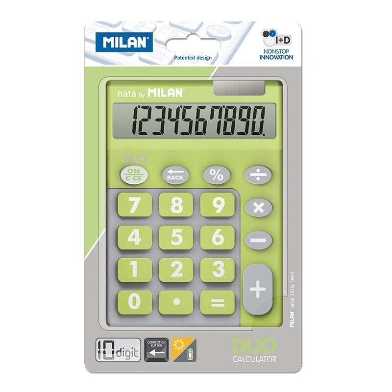 Milan Calculadora 10 Digitos Duo - Calculadora de Sobremesa - Teclas Grandes - Tecla Rectificacion Entrada de Datos - Color