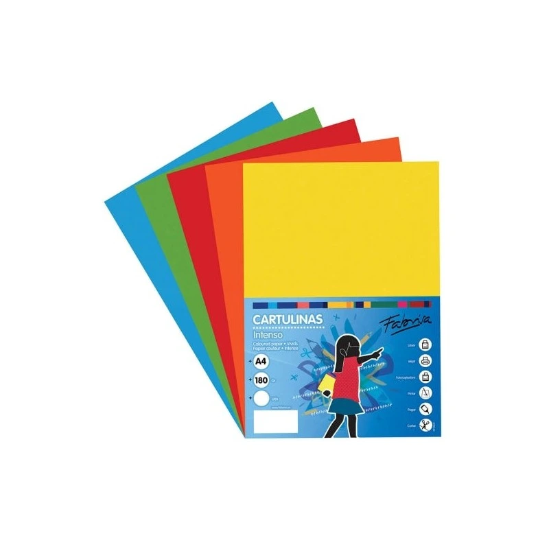 Fabrisa Pack of 50 180 g/m² Cardstock - A4 Size - Assorted Strong Colors
