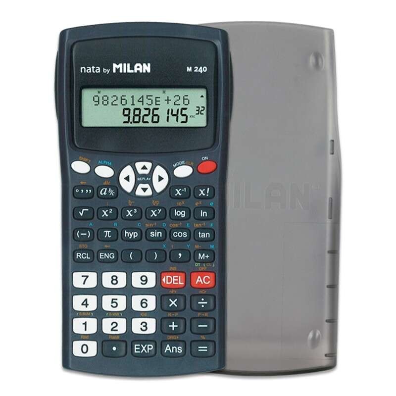Milan M240 Calculadora Cientifica 10+2 Digitos - Pantalla de 2 Lineas - 240 Funciones Integradas Incluyendo 124 Cientificas