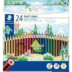 Staedtler Noris Color 185 Pacote de 24 Lápis de Cor Hexagonais - Fabricados em Wopex - Muito Resistente - Madeira de Origem