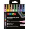 Posca PC3M Pacote de 8 Marcadores de Tinta - Ponta Cônica 0,9-1,3mm - Tinta à Base de Água - Resistente à Luz - Ideal para