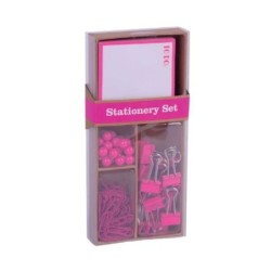 Ensemble de bureau Apli Fluor Collection avec 25 épingles, 80 pinces de 28 mm, 20 pinces pliantes de 19 mm, bloc de 100 notes