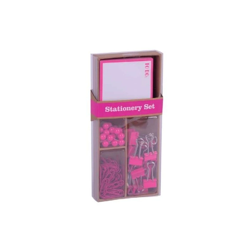 Ensemble de bureau Apli Fluor Collection avec 25 épingles, 80 pinces de 28 mm, 20 pinces pliantes de 19 mm, bloc de 100 notes