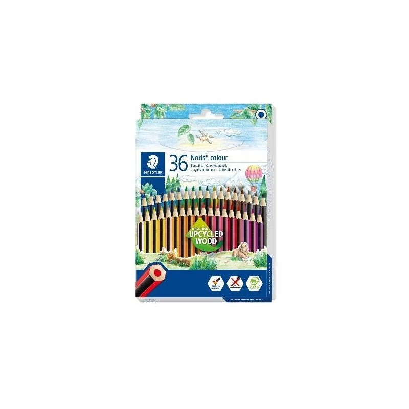 Staedtler Noris Color 185 Pacote de 36 Lápis de Cor Hexagonais - Fabricados em Wopex - Muito Resistente - Madeira de Origem