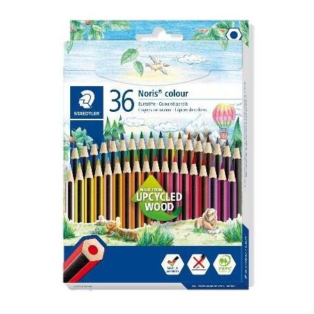 Staedtler Noris Colour 185 Pack de 36 Lapices Hexagonales de Colores - Fabricados en Wopex - Muy Resistentes - Madera de