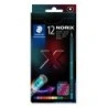 Staedtler Norix 186 Pacote de 12 Lápis de Cor HB - Madeira Preta - Mina de Grafite - Design Inteligente - Para Escrever
