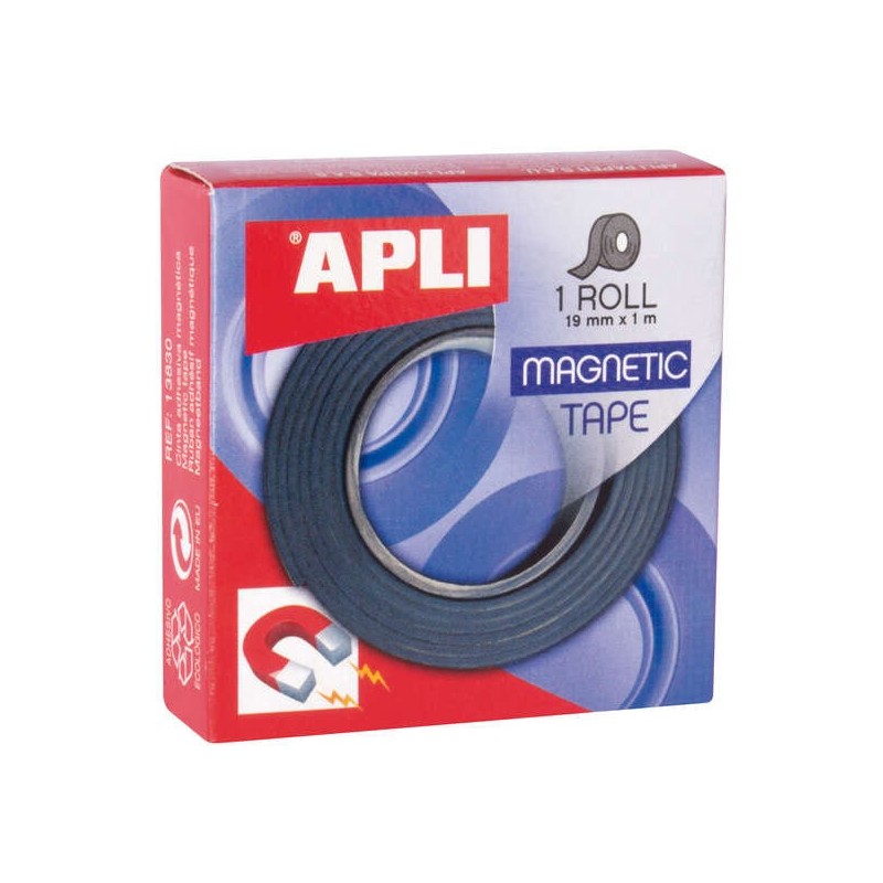 Ruban Adhésif Magnétique Apli 19 mm x 1 m - Facile à découper et à coller - Idéal pour les travaux manuels et l'organisation