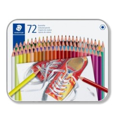 Staedtler 175 Metal Box of 72 Hexagonal Colored Pencils - Assorted Colors