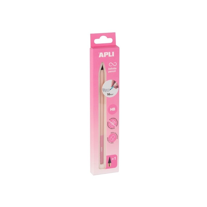 Apli Infinite Pencil Nordik Pacote de Lápis Infinito HB + Mina de Reposição + Tampa Protetora - Para Escrita até 16km - Cor