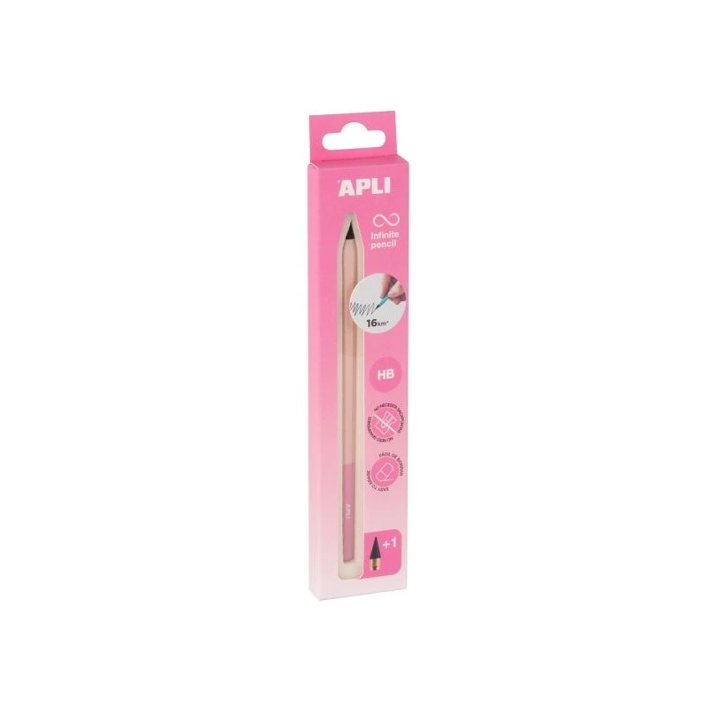 Apli Infinite Pencil Nordik Pacote de Lápis Infinito HB + Mina de Reposição + Tampa Protetora - Para Escrita até 16km - Cor