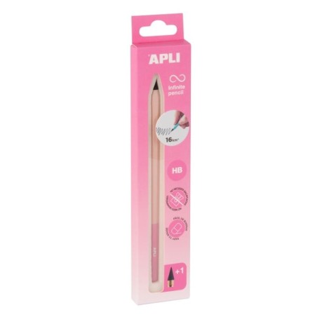 Apli Infinite Pencil Nordik Pack de Lapiz Infinito HB + Mina de Recambio + Tapon Protector - Para Escribir hasta 16km - Color
