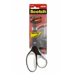 Ciseaux Scotch en Titane 20 cm - Antiadhésifs - Poignée Ergonomique Soft Touch - Couleur Blanc/Noir