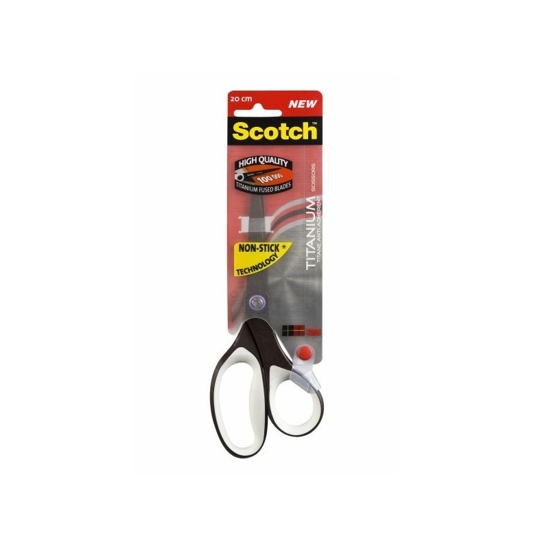 Scotch Tijeras de Titanio 20cm - Antiadherentes - Mango Ergonomico Tacto Suave - Color Blanco/Negro