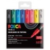 Posca PC1M Pack de 8 Marcadores de Pintura - Punta Conica 0.7mm - Tinta Base al Agua - No Permanente - Resistente a la Luz