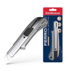 Erichkrause Metallic Cuter with Automatic Fixator - Self-Locking Blade Retention System - Built-in Splitter - Silver Color
