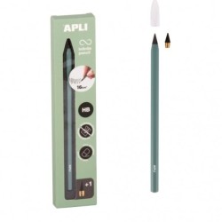 Apli Infinite Pencil Pack of HB Infinite Pencil + Replacement Lead + Protective Cap - For Writing up to 16km - Green Color