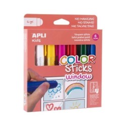 Apli Kids Color Sticks Window Pack 6 Temperas Solidas 6gr - Especiales para Dibujar y Pintar sobre Cristales - Facil Limpieza