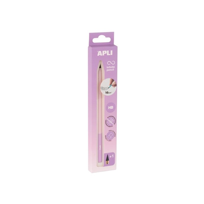 Apli Infinite Pencil Nordik Pacote de Lápis Infinito HB + mina de reposição + tampa protetora - Para escrever até 16km - Cor