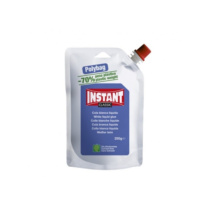 Instant Classic Cola Blanca 250gr en Formato Polybag - Apto para Uso Infantil y/o Domestico - Sin Disolventes - Color Blanco