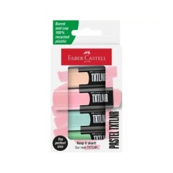 Faber-Castell TXTLNR Pack de 4 Marqueurs Fluorescents - Pointe Biseautée - Trait entre 1, 2 et 5 mm - Encre à Base d'Eau