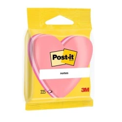 Post-It Pad of 225 Repositionable Sticky Notes - Heart Shape - 70x70mm - Pink Color