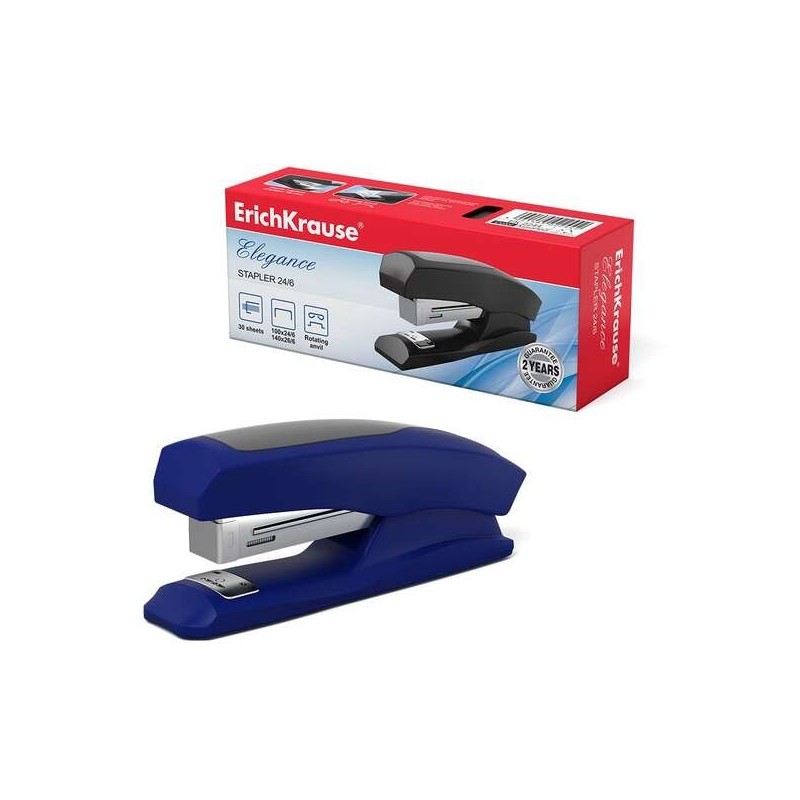 Erichkrause Elegance Half-Strip Stapler - Shock Resistant - Steel Mechanism - 2 Types of Stapling - Varied Color
