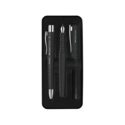 Faber-Castell Poly Pack de esferográfica Poly e caneta de tinta permanente Poly Pen com ponta B - clipe de metal - cor preta