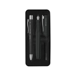 Faber-Castell Poly Pack de Stylo Bille Poly et Stylo Plume Poly Pen avec Plume B - Clip Métallique - Couleur Noir