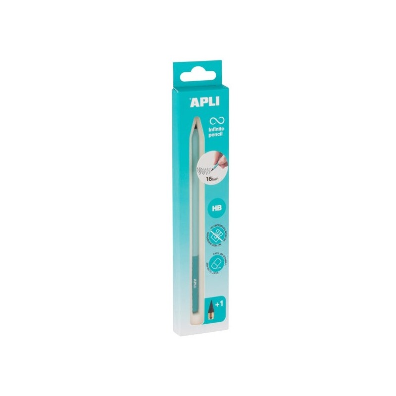 Apli Infinite Pencil Nordik Pack de Infinite Pencil HB + Mine de Rechange + Capuchon de Protection - Pour Écrire jusqu'à 16km