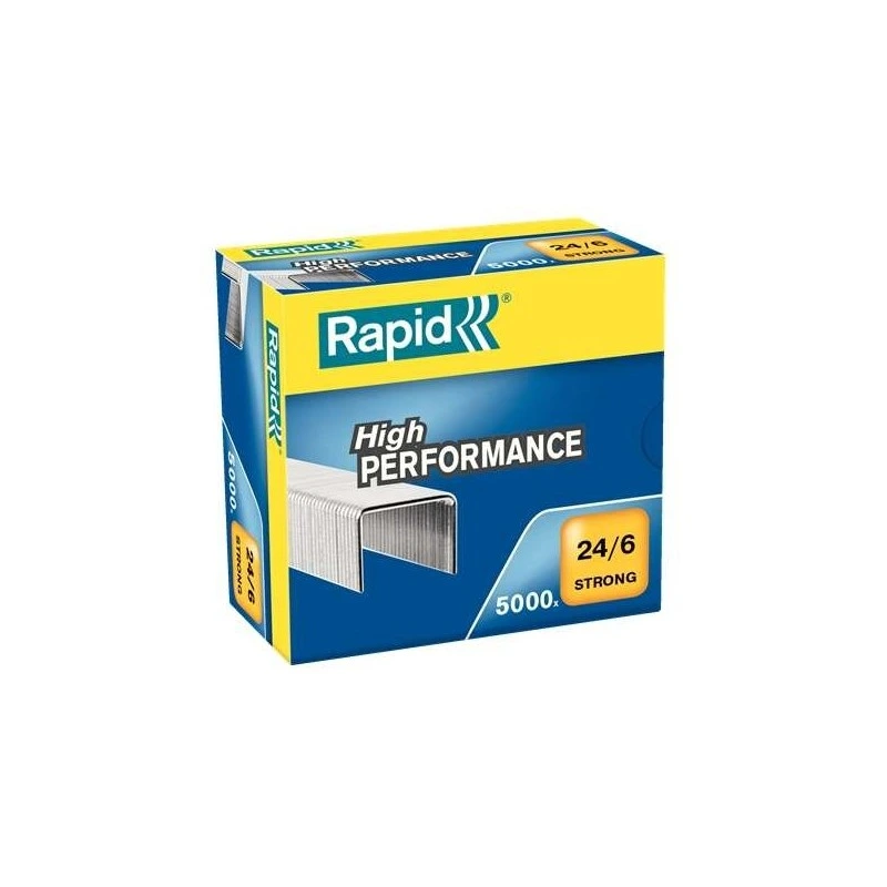 Rapid Strong Caja de 5000 Grapas 24/6 - Hasta 30 Hojas - Alambre Reforzado Galvanizado - Patilla de 6mm