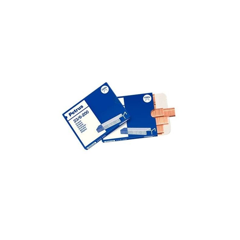 Petrus Staples 23/6-200 Copper Plated - Up to 20 Sheets - Box of 1000 Staples - 6mm Pin