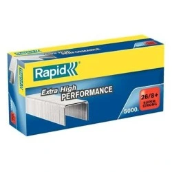Rapid Super Strong Caja de 5000 Grapas 26/8+ - Hasta 50 Hojas - Alambre Galvanizado Superreforzado - Patilla de 8,5mm