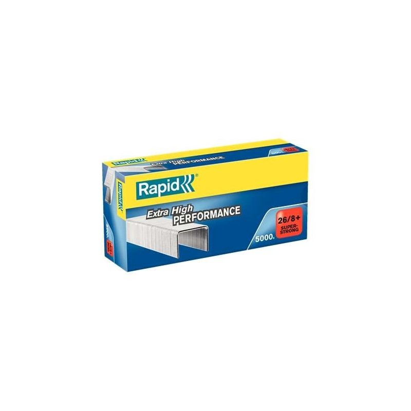 Rapid Super Strong Box of 5000 26/8+ Staples - Up to 50 Sheets - Super Reinforced Galvanized Wire - 8,5mm Pin