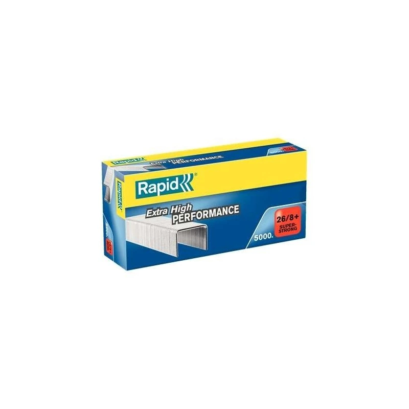 Rapid Super Strong Box of 5000 26/8+ Staples - Up to 50 Sheets - Super Reinforced Galvanized Wire - 8,5mm Pin