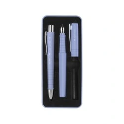 Faber-Castell Poly Pack de esferográfica Poly e caneta permanente Poly Pen com ponta B - clipe de metal - cor azul claro