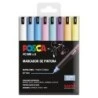 Posca PC1MR Pack de 8 Marqueurs Peinture - Pointe Roller Fibre 0,7mm - Encre Pigmentée à Base d'Eau - Résistant à la Lumière